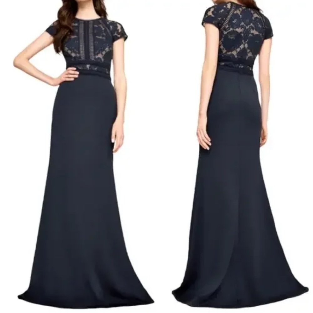 Tadashi Shoji Dark Blue Lace Maxi Dress